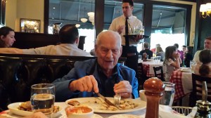 Knut eating at Maggiano's May 1, 2015