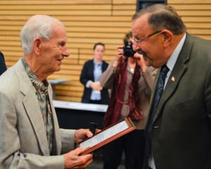 Knut talking to the Mayor of Kenmore 10-27-14